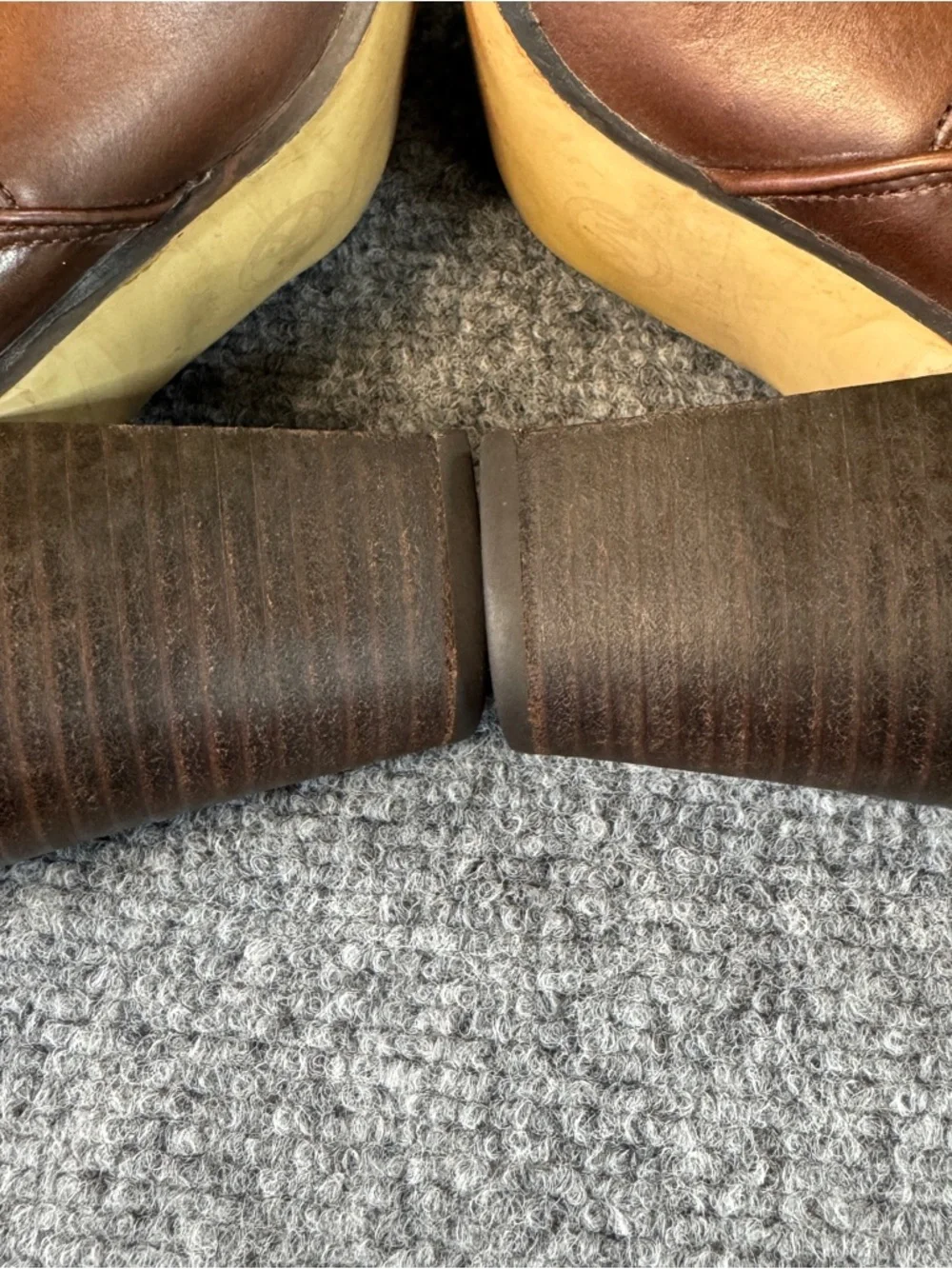 Michael Kors Brandy Brown Leather Ankle Booties 7.5 High Block Heel Pull On